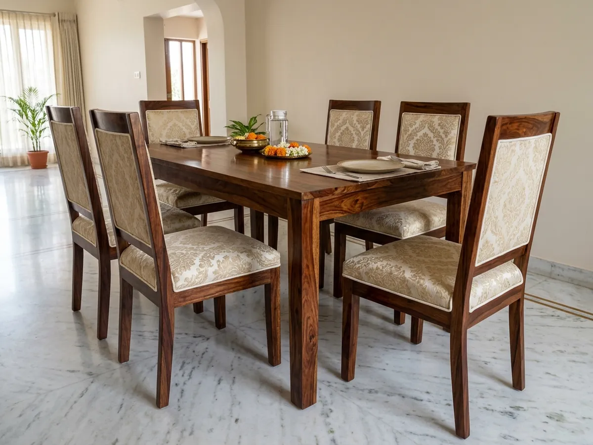 Row of dining chairs with newly upholstered seats